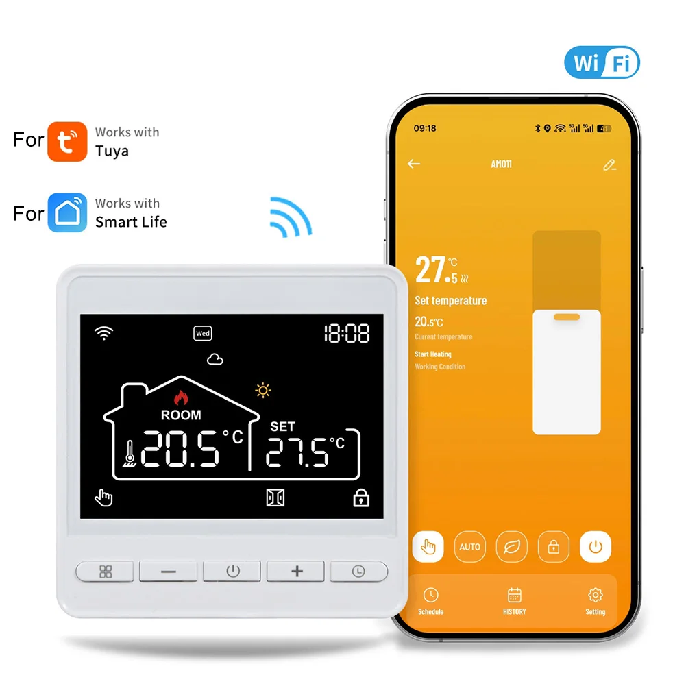 Home WiFi Operated Thermostat For Heating System Programmable Weekly Schedule Remote App Controlled Household Temperature Spare