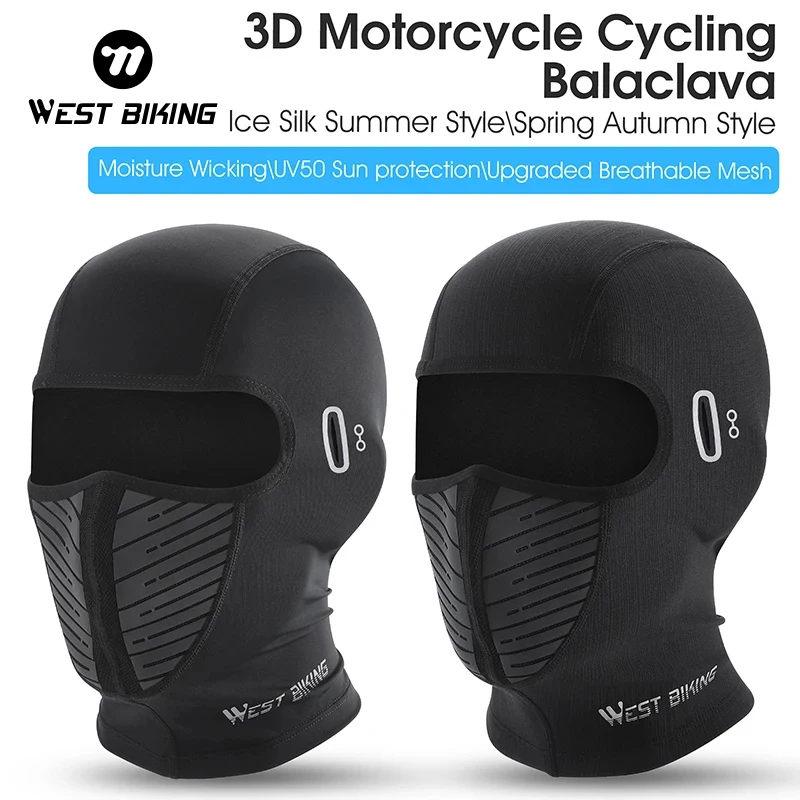 

WEST BIKING Motorcycle Hood Mask UV Protection Balaclava 3D Reflective Windproof All Season Cycling Caps Men Running Hiking