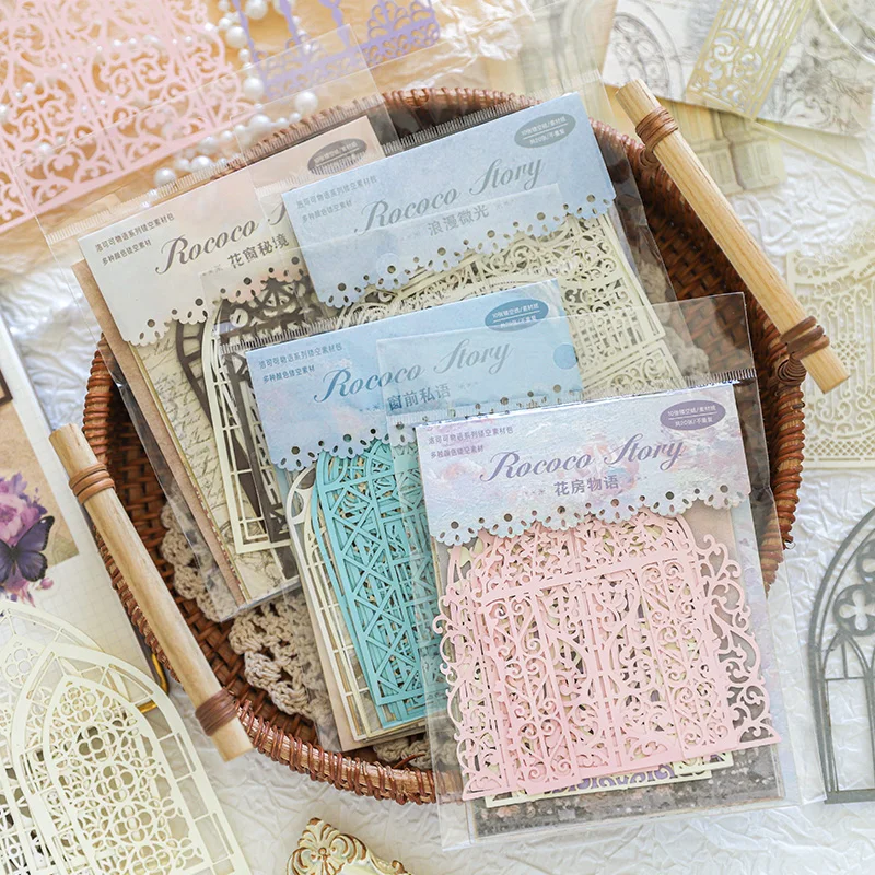 20pcs/pack Decor Scrapbook Vintage Hollow lace Materials Paper Combo Kit DIY Junk Journal Collage Photo Album Background paper