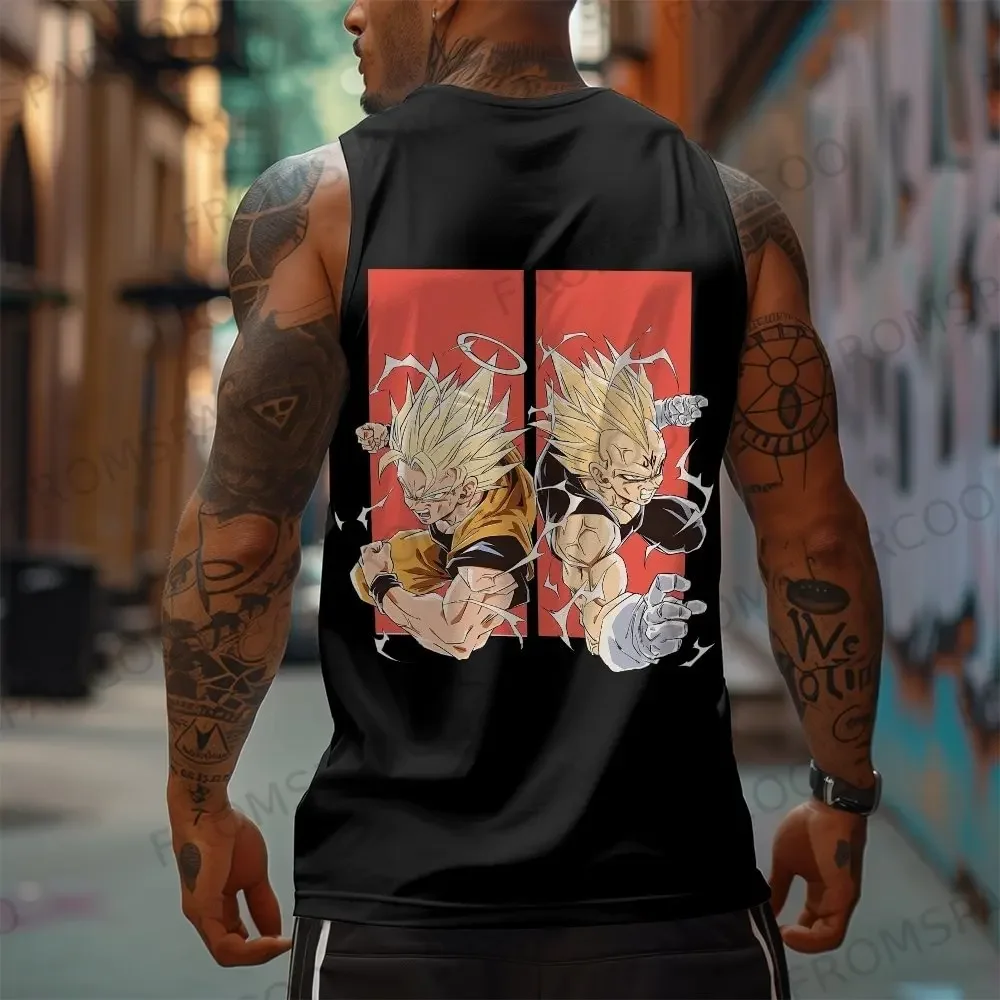 Dragon Ball Anime Goku Print Tank Top 2025 Summer American-style Gym Men's Loose, Fashionable and Breathable Vest