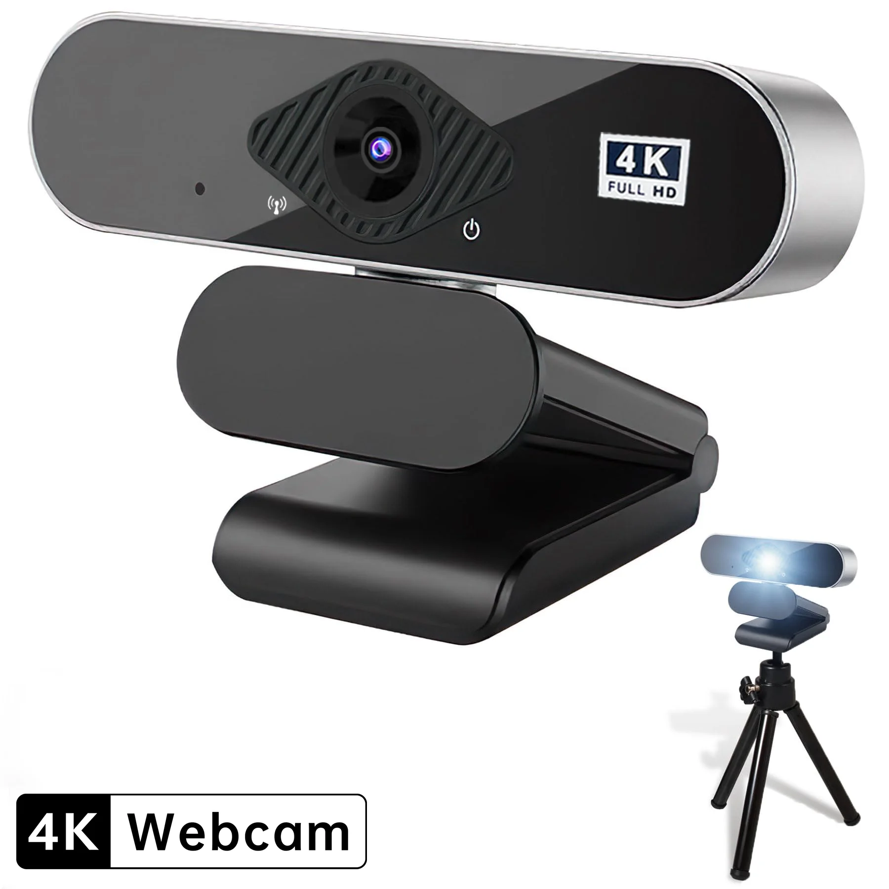 

Веб-камера EXHQDR 4K USB с автофокусом, 8 МП, 30 кадров в секунду, Plug & Play с адаптером Type-C и штативом для потоковой передачи, видеозвонков, создание содержания
