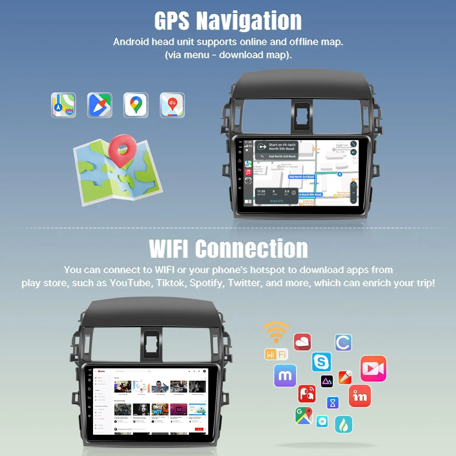 9 بوصة تعمل باللمس لتويوتا كورولا 2009 2010 2011 2012 2013 بلوتوث سيارة استقبال الصوت GPS واي فاي SWC