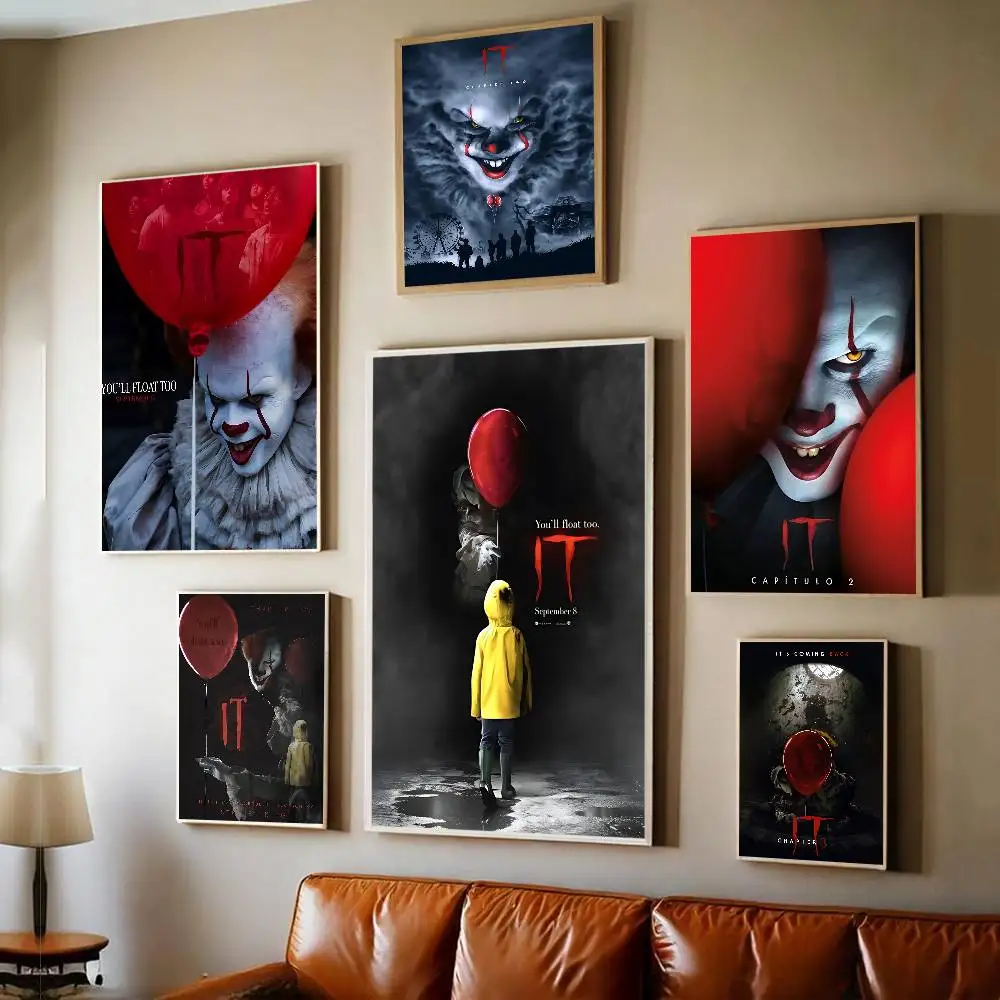 Popular I-It Horror Movie Movie Sticky Posters Vintage Room Home Bar Cafe Decor Room Wall Decor