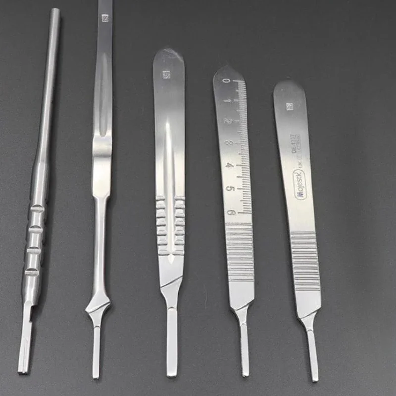 

2 шт., стоматологические хирургические лезвия, ручка ножа из нержавеющей стали, хирургический режущий инструмент, стоматологическая клиника, лабораторное оборудование, материалы