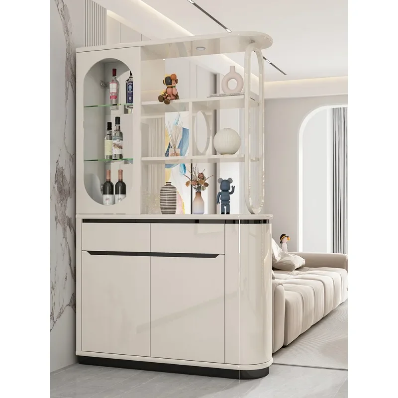 The entrance is opposite the door, the living room is large,   partition cabinet is double-sided,  porch cabinet