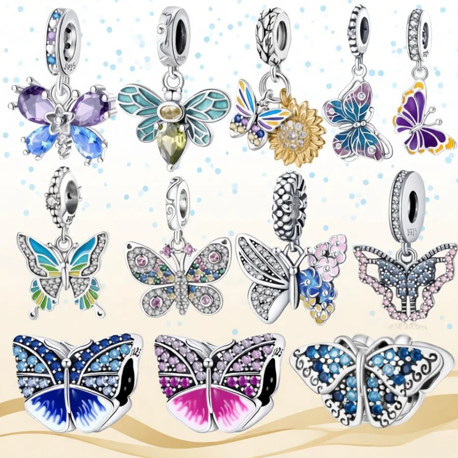 

Original 925 Sterling Silver Butterfly dragonfly pendant DIY Charms Bracelet Fit Women Girl Fashion Jewelry Accessories Gift