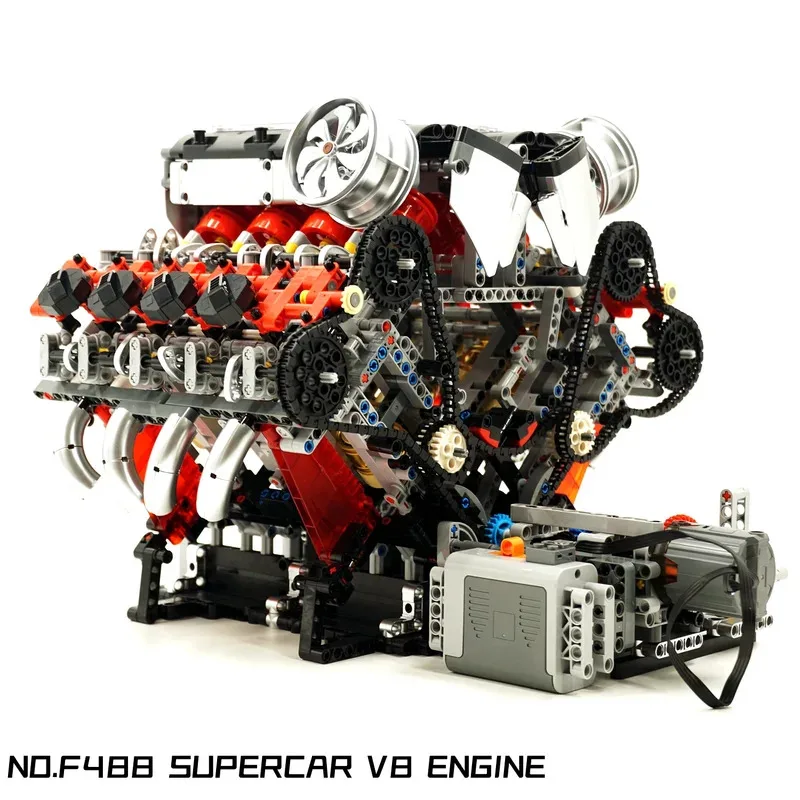 

MOLD KING 10130, технические строительные блоки для автомобилей, MOC, моторизованный двигатель V8, модель кирпича, сборные игрушки, Рождественский подарок для детей и взрослых