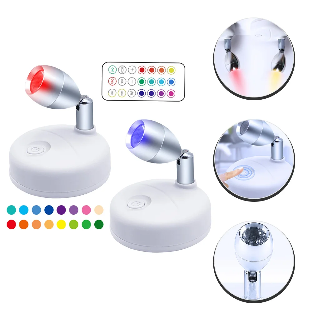 Gabinete interior LED Spotlight com operação remota, pequena lâmpada interior, planta, Abs, baterias, 2 pcs