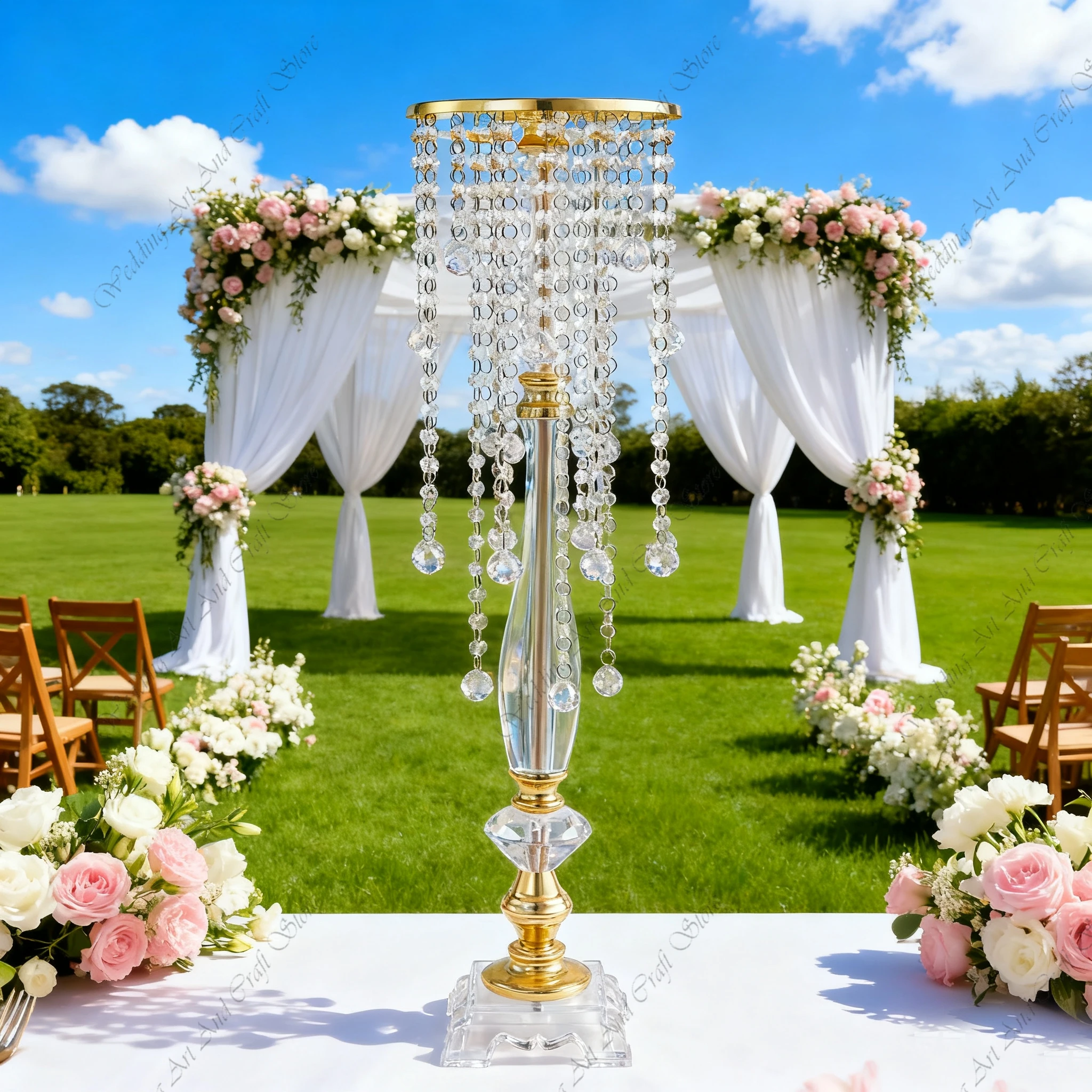 

10 шт. f30, 70-120 см, металлическая круглая ваза для цветов, золотой акриловый кристалл, центральная часть, прозрачный подсвечник, акриловые подсвечники ivy436