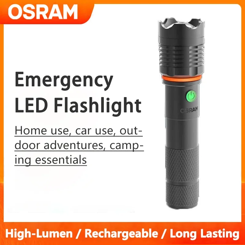 

Для светодиодного фонарика OSRAM, портативного аварийного освещения, водонепроницаемая перезаряжаемая вспышка, предупреждение, 1200 мАч, уличный домашний светильник LEDPL102