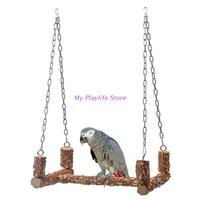 Bird Toys Wooden Perch Toy for Large Birds Natural Wood Parrot Swing Chew Toy Easy to Install for African Greys Mini Macaws