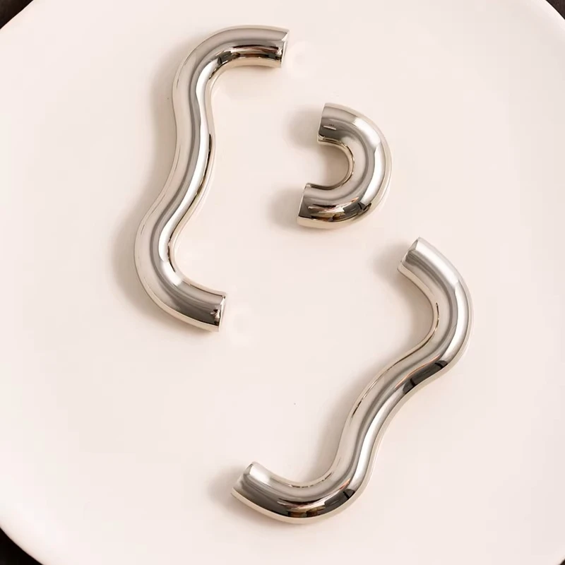 European Minimalist Brass Furniture Handle Drawer Cabinet Bar Pull Bedroom Dresser Bedside Handle Bright Nickel Door Handle Pull