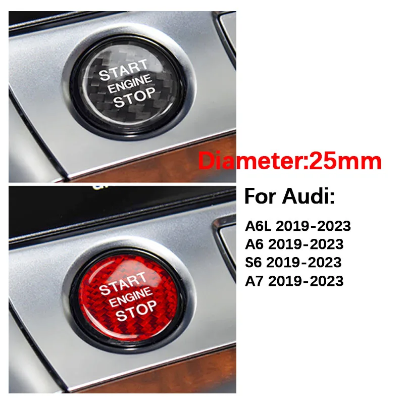 Carbon Fiber Car Styling Interior Engine Start Stop Button Cover Sticker For Audi A4 A3 A6 C8 A5 Q5 Q7 Q3 RS3 RS4 S5 S6 A6L A4L