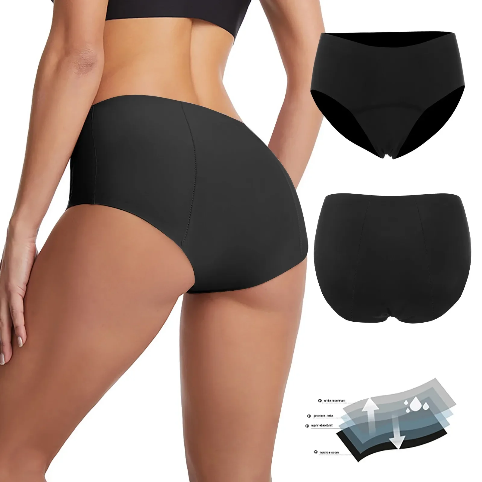 

Menstrual Leakproof Bikini Bottom Mid Waist Swim Bottoms For Teens Women Bandage Solid Swimsuit Beachwear Swimsuit Summer Bikini