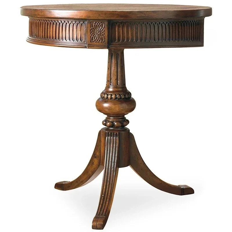 

American French solid wood round corner few neoclassical light luxury living room sofa carving old leisure