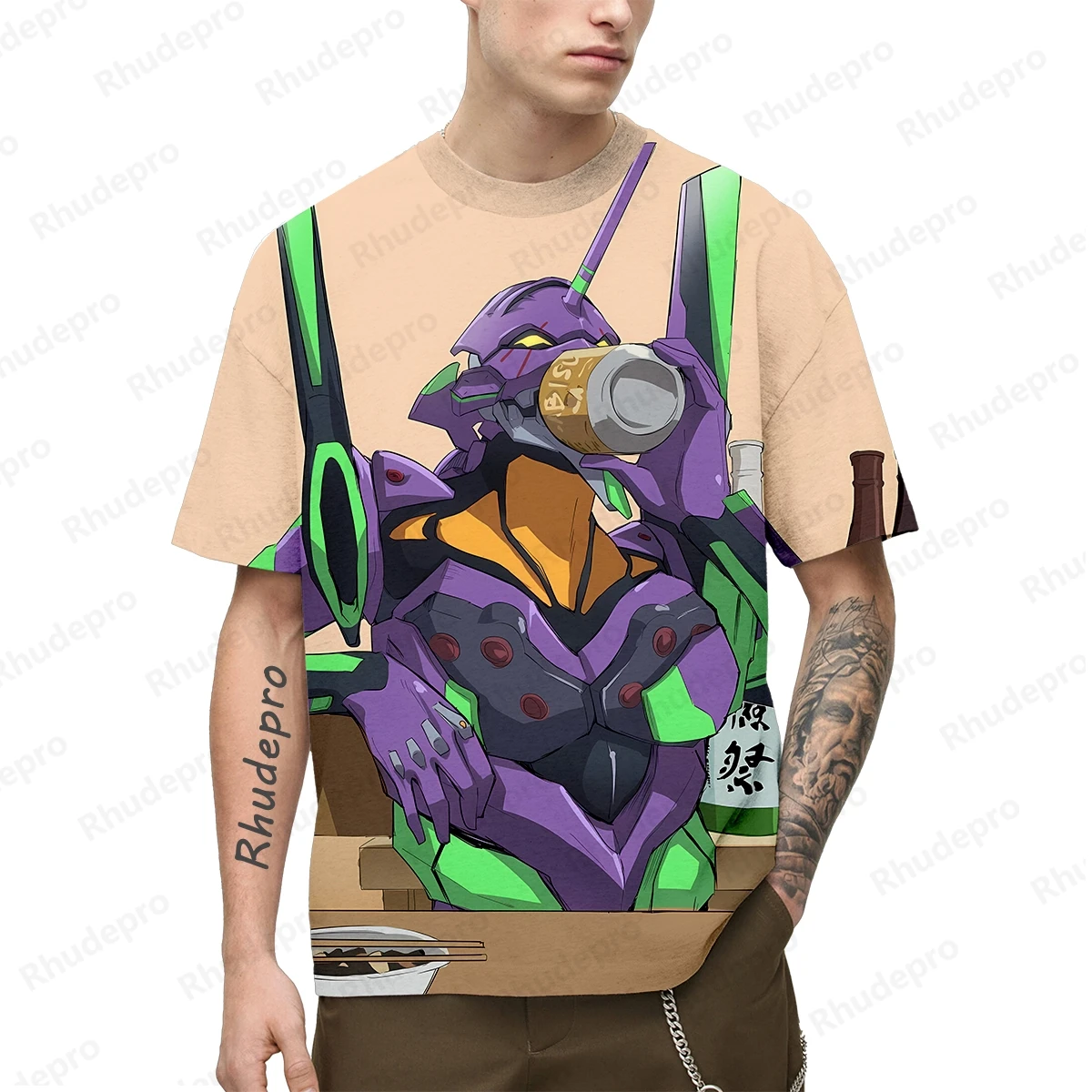 Camiseta Neon Genesis Evangelion masculina, camisas anime, manga curta, tendência infantil, hip hop, roupa de presente, roupa Y2K, 2024