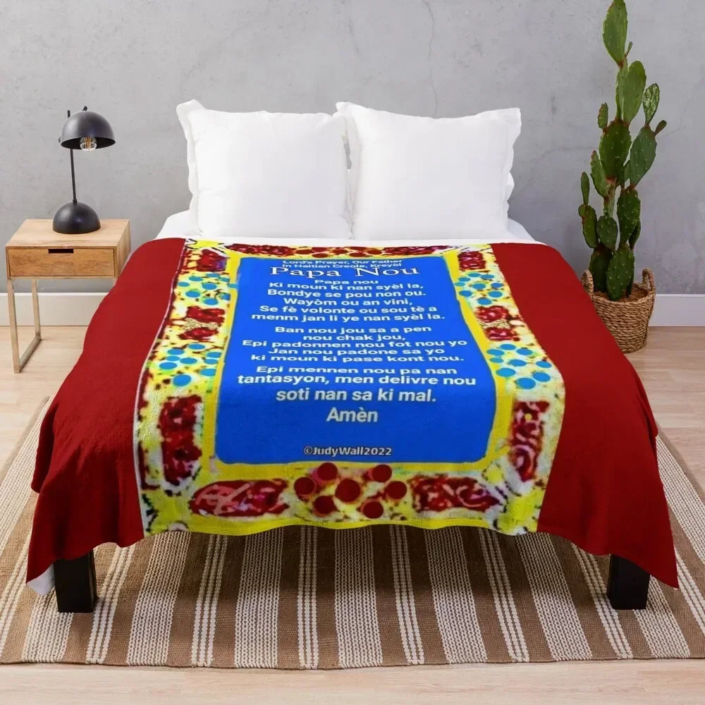 Haitian Creole, Lord's Prayer, Our Father, Papa Nou Throw Blanket Soft Luxury Blankets