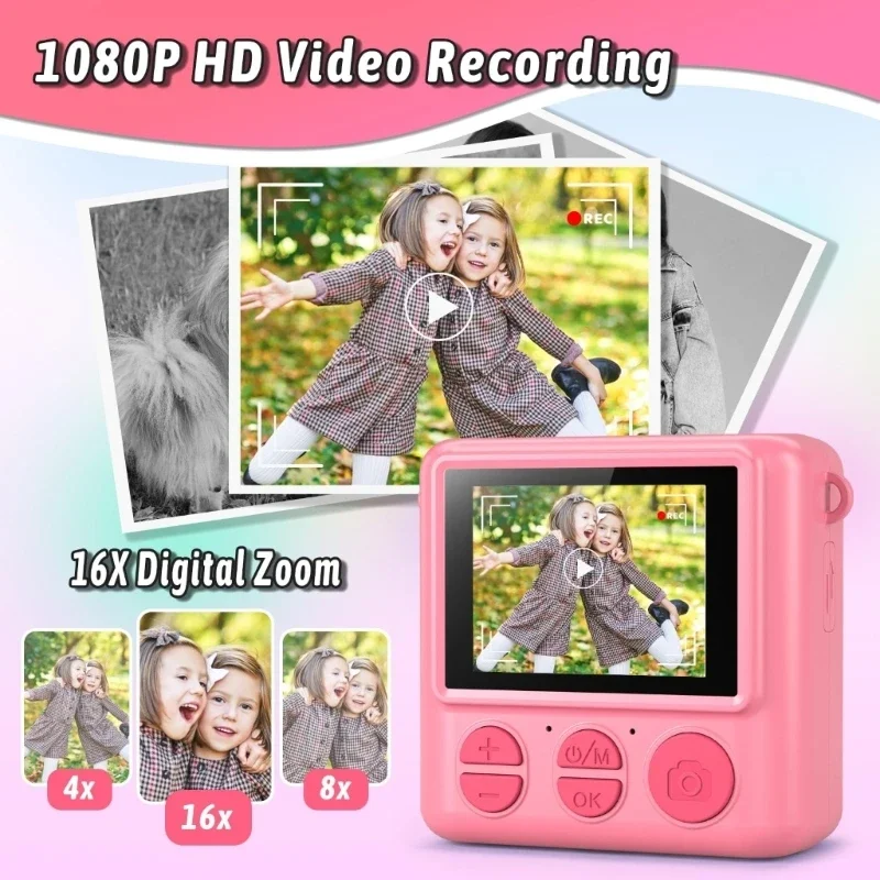 Children’s Immediate Photo Camera Environmental Friendly Low Power Consumption Thin ABS Toy For Travel Parties 3+ Years 15UB