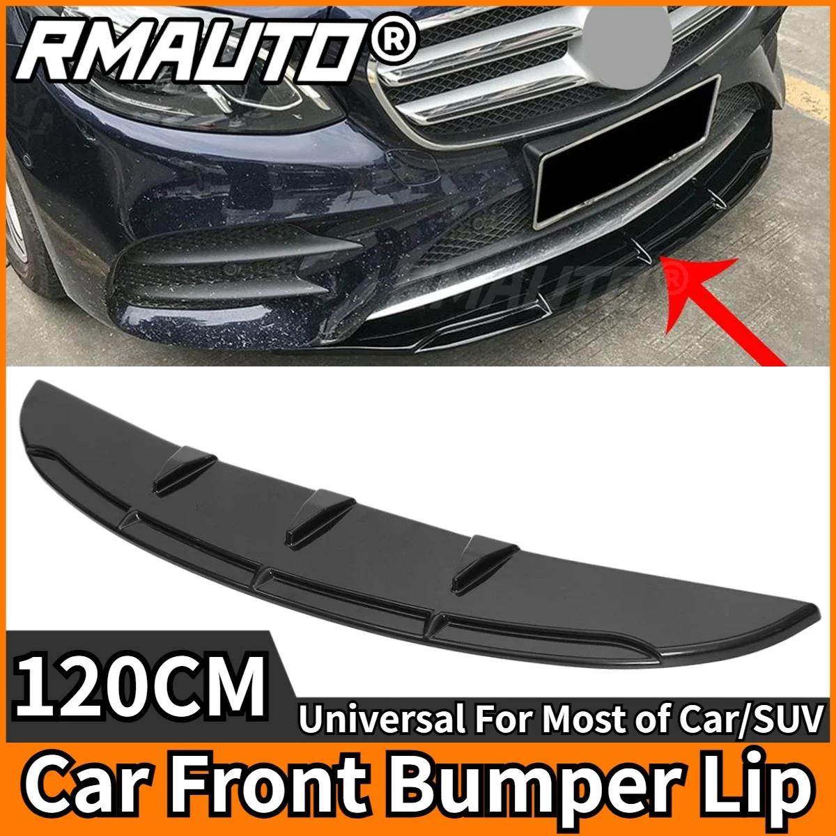 

120CM Universal Front Bumper Lip Splitter Spoiler Bumper Guard Diffuser Body Kit For Benz For BMW For Honda For KIA For Toyota