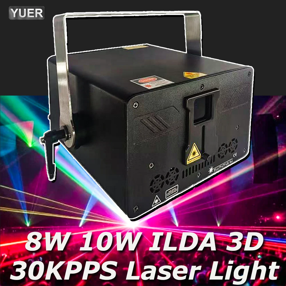 

30Kpps 10W RGB полноцветный лазерный проектор с системой ILDA New Programmes DMX Control для клубного DJ, дискотеки, концерта, лазерного шоу
