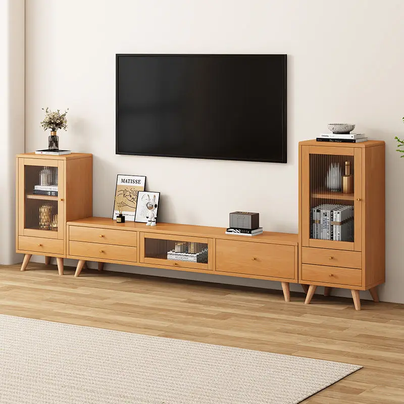 

Living room solid wood TV cabinet coffee table combination household bedroom log