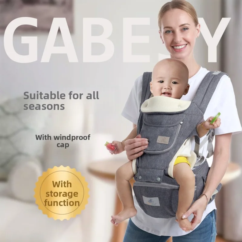 

Newborn To Toddler Baby Carrier 3-in-1 Front Back Carrier with Detachable Hip Seat Soft Adjustable for Mom Dad Shopping Travel
