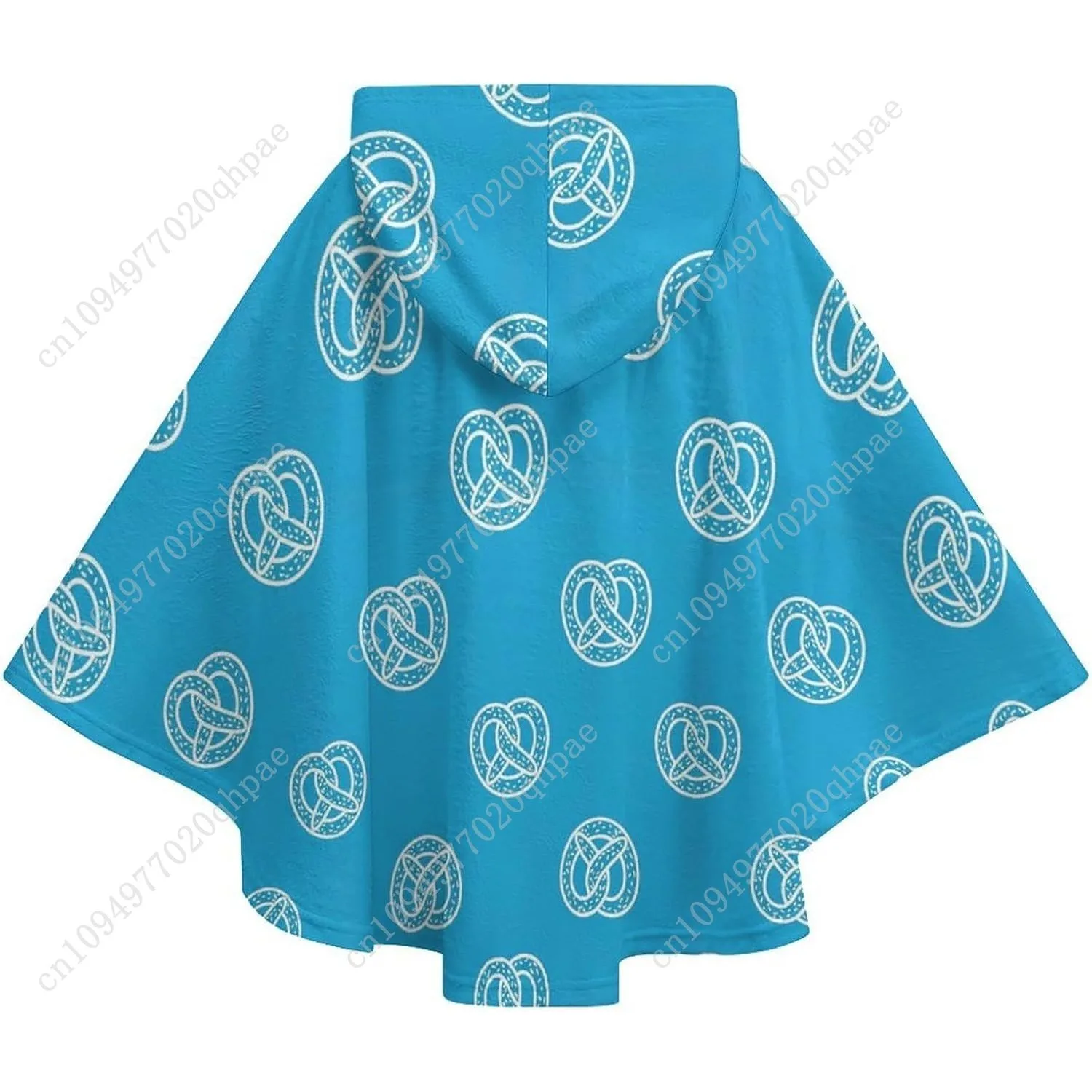 سترة بطانية مريحة من الفلانيل، هوديي أزرق كبير الحجم بنمط بريتزيل مع جيوب للأطفال والمراهقين #6