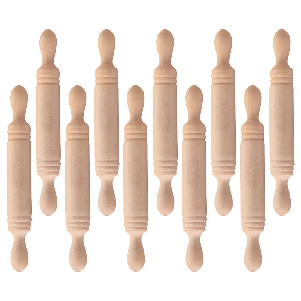 Mini Wooden Rolling Pin Wooden Rolling Pin Shooting Props House Rolling Pin Models Miniature Scene Pocket Accessories