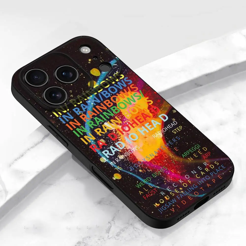 حافظة هاتف R-Radiohead In Rainbows OK لهاتف iPhone 17,16,15,14,13,12,11,Pro,Max,Plus,E,Air,غطاء أسود واقٍ صغير