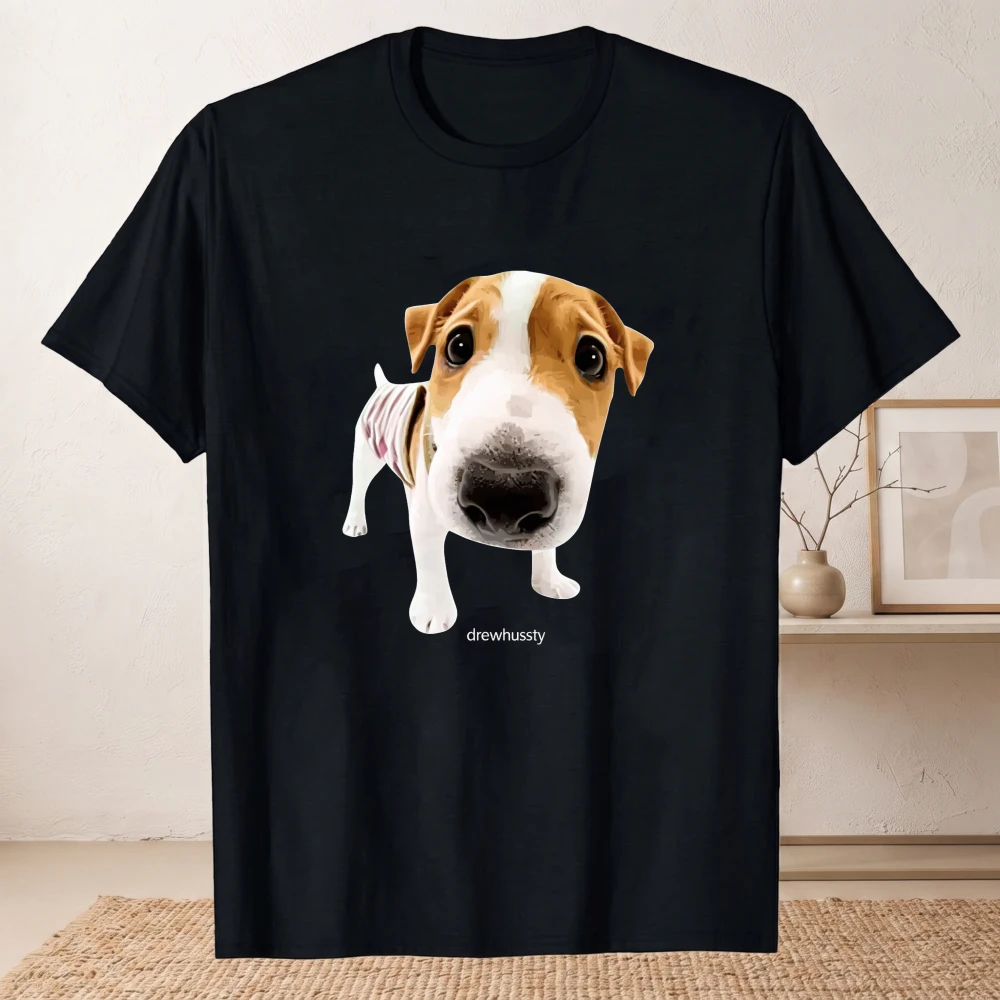 Cute Jack Russell Terrier Dog Graphic T‑Shirt Realistic Puppy Close‑up Pet Print O‑Neck Soft Cotton Loose Tee Tops for Men Women