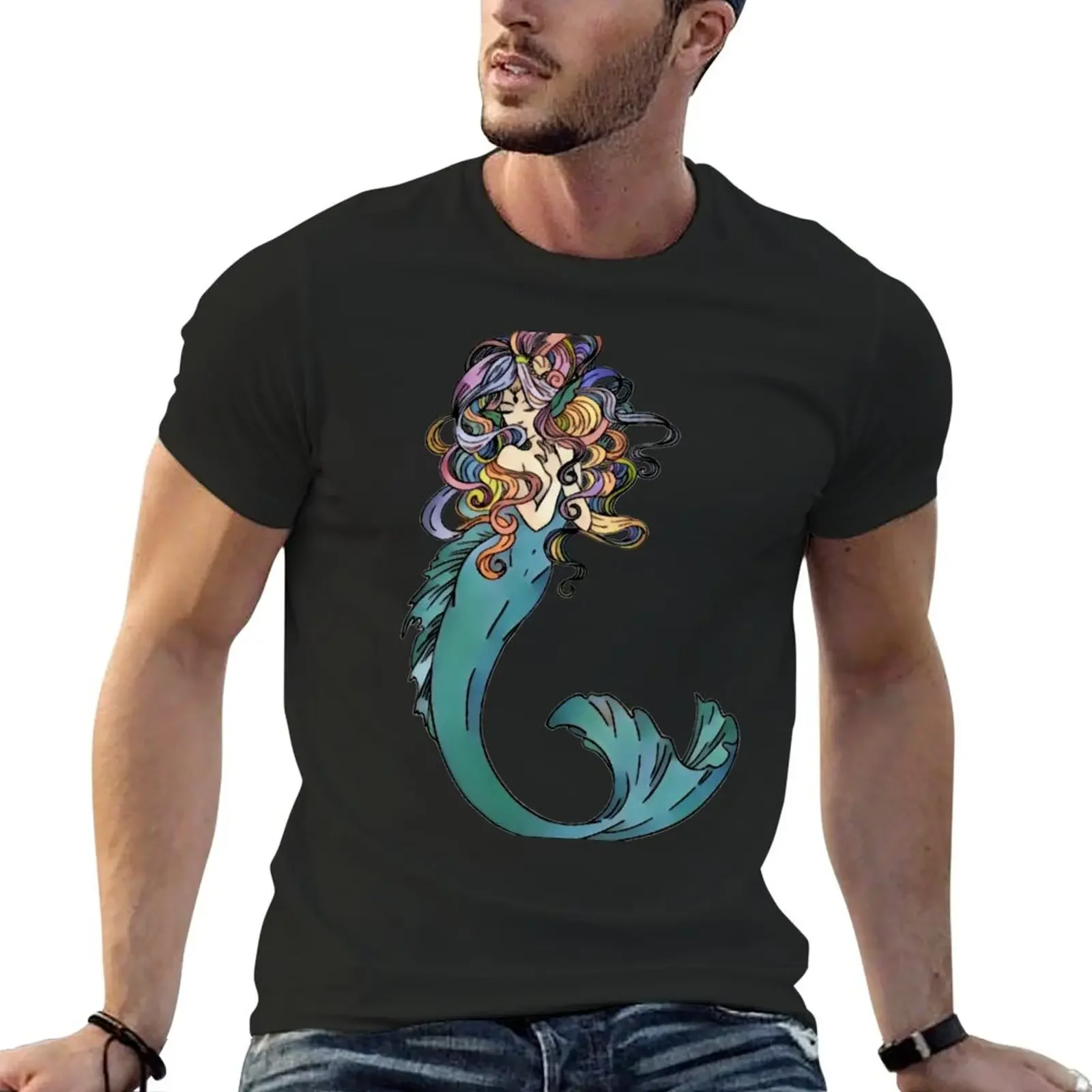 

Colorful Mermaid Art T-Shirt plus sizes blanks for a boy luxury clothes men