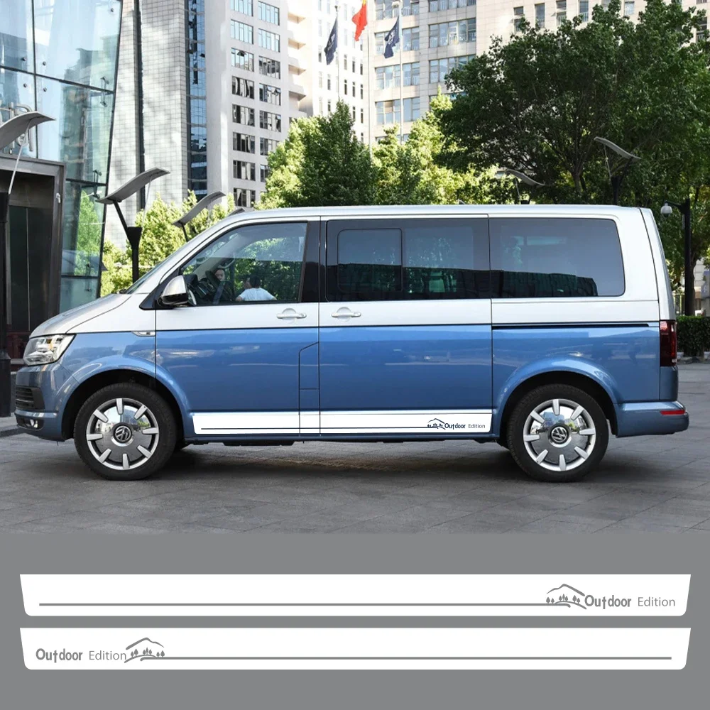 2Pcs Car Door Side Stickers For Volkswagen Multivan Transporter Caravelle T5 T6 Vinyl Decals Outdoor Edition Car Accessories