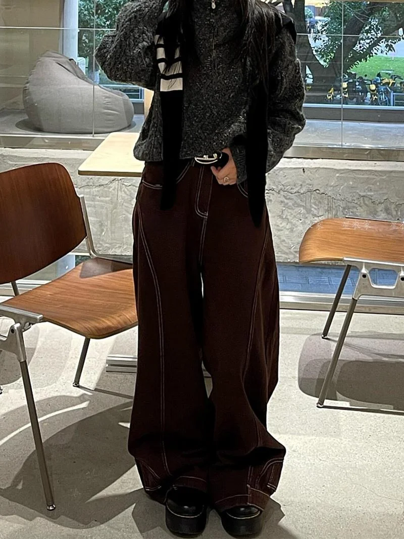 

Женские летние джинсы Abihua в стиле ретро, американского дизайна, с широкими штанинами, длиной в пол, с высокой талией, в винтажном стиле, унисекс