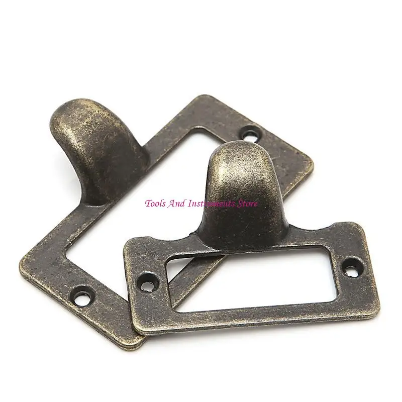 6x Handle File scheda Etichetta Cabinet Etichetta Antique Cassetto Brass Pull Frame C7AC