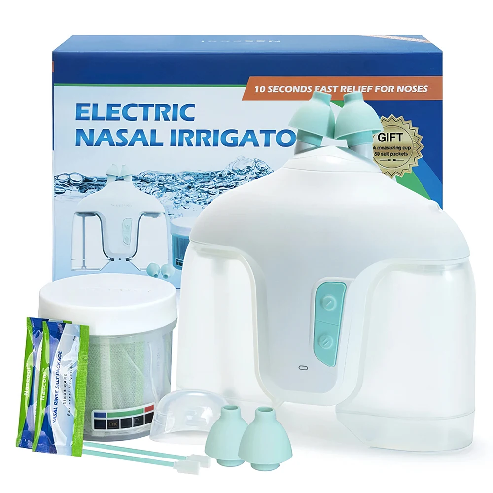 Nasal Irrigator Electric Nasal Irrigation System with 50 SaltPod Suction Irrigator Nose Washer Sinus Rinse Nose Cleaning Machine