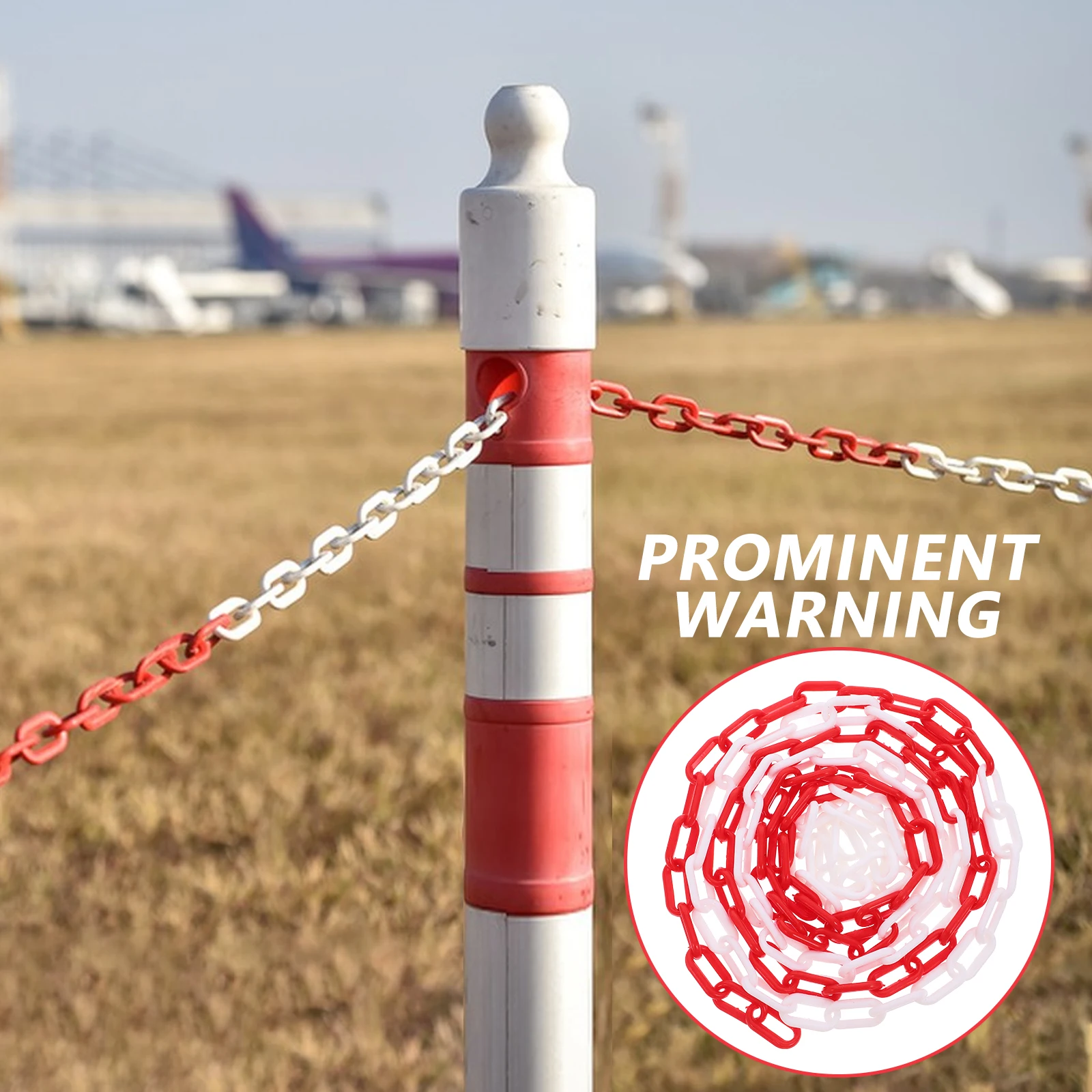 Plastic Chain for Guardrail Posts 3M Red White High Visibility Material Safety Barriers Crowd Control Parking Lot Event