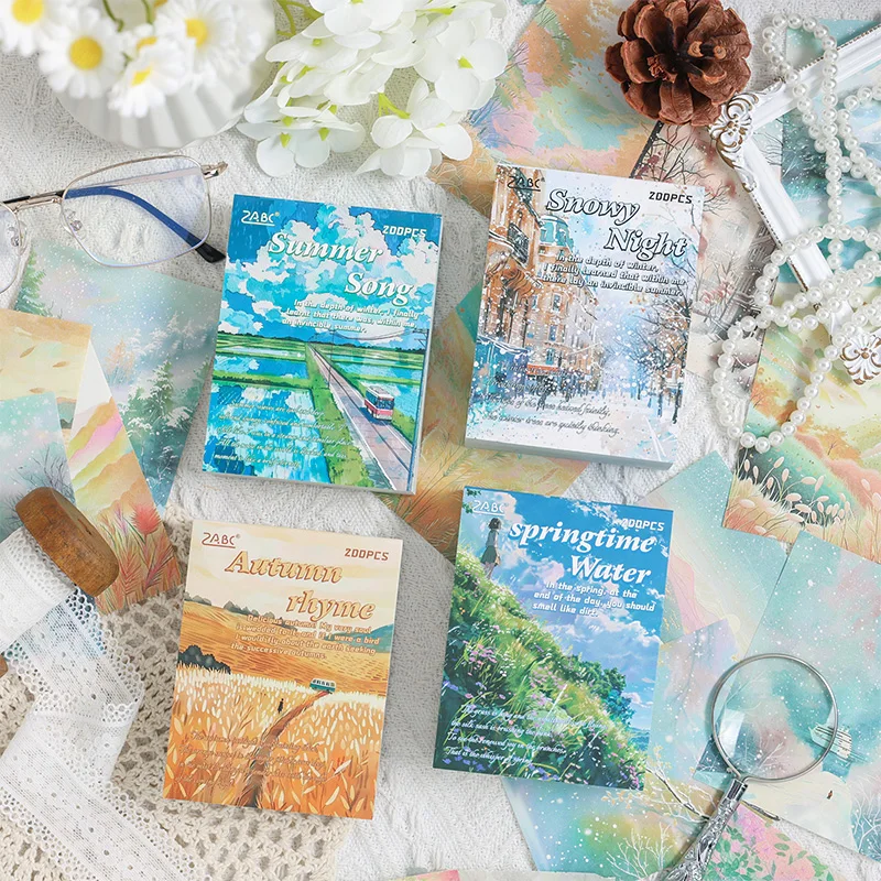 200 sheets INS Scrapbook Material Paper Junk Journal Landscape DIY Scrapbooking Collage Craft Background Stationery Supplies