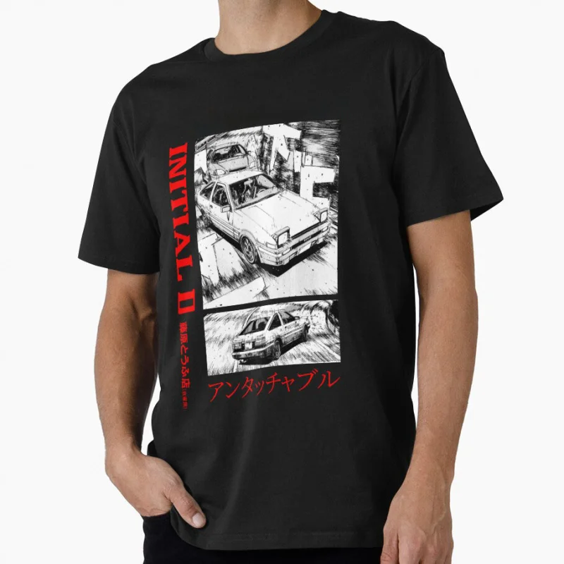 

0128 Initial D - Retro Mountain Drift Racing Manga Gift T shirt Street Racer Anime Graphic clothes 100% cotton All size Tops