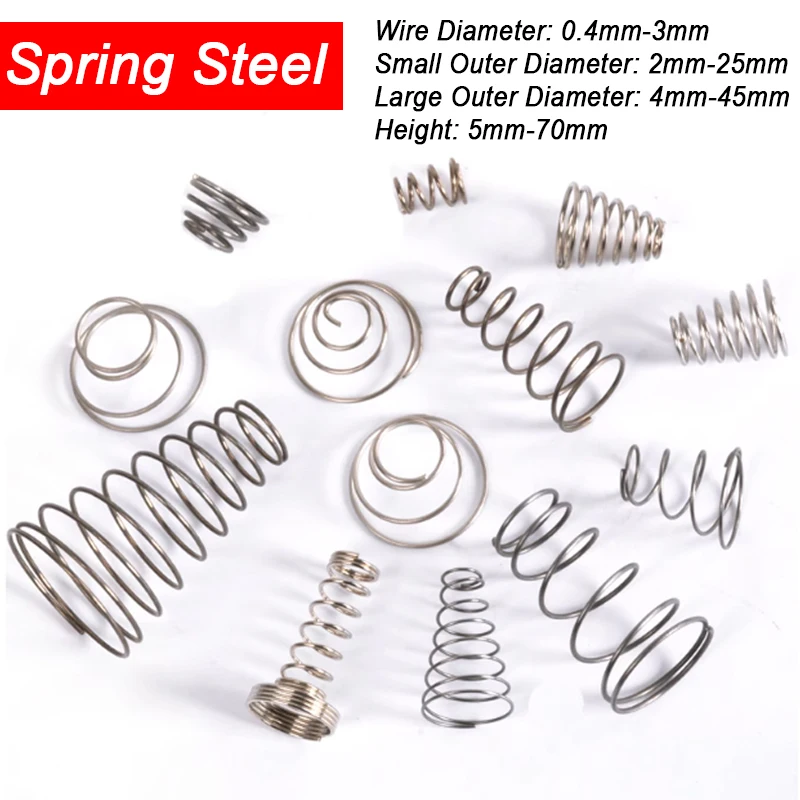 Hight 5-70mm Spring Steel Tower Spring Taper Wire Compression Spring Conical Wire Dia 0.4/0.5/0.6/0.7/0.8/0.9/1/1.2/1.5/1.8-3mm