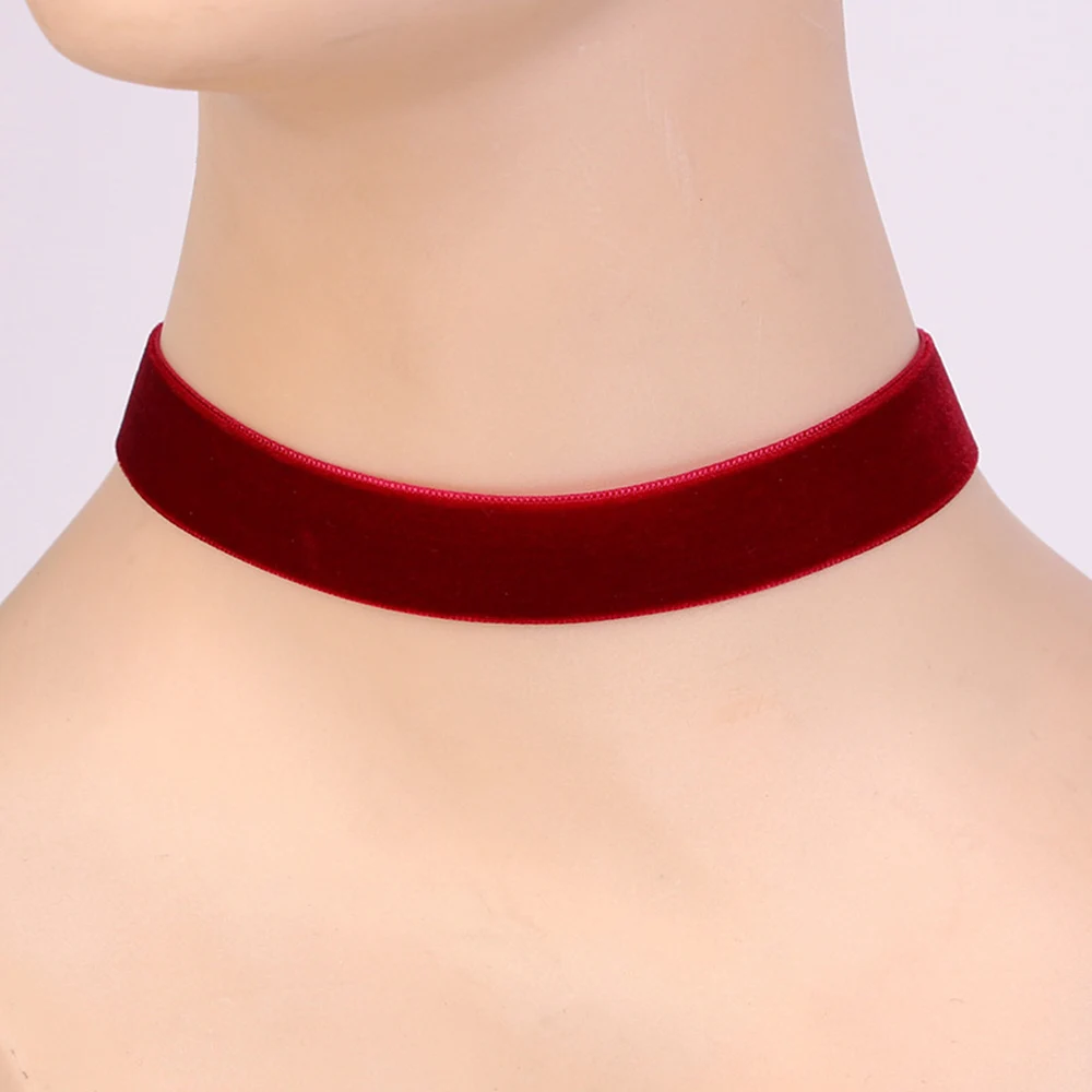 Punk Red Black Velvet Short Choker Necklace Gothic Vintage Women Neck Jewelry Chockers Torques Collares Femme