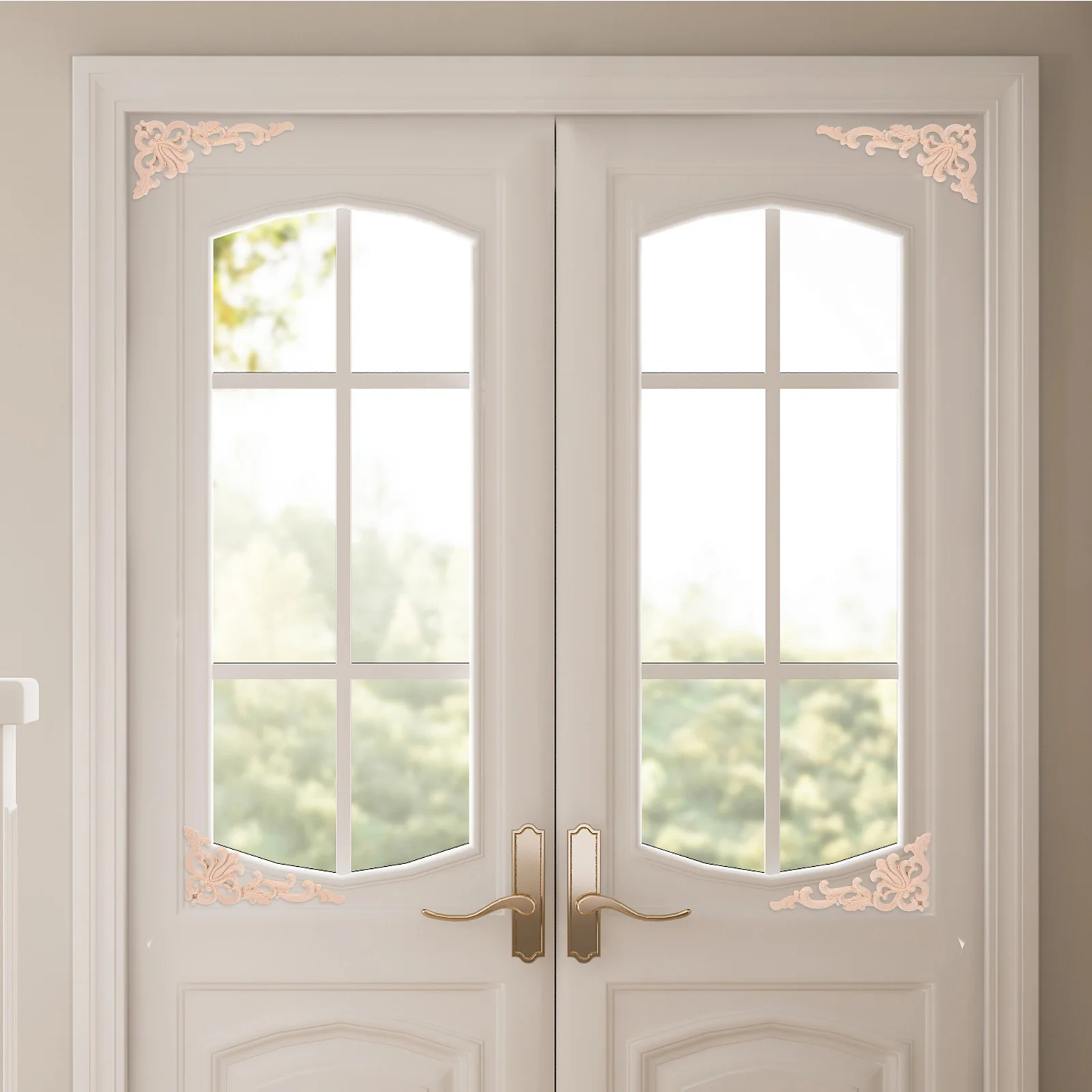 

4Pcs Solid Wood Carved Appliques Decorative Vintage Onlays for Cabinet Door Wardrobe Background Wall Furniture Renovation