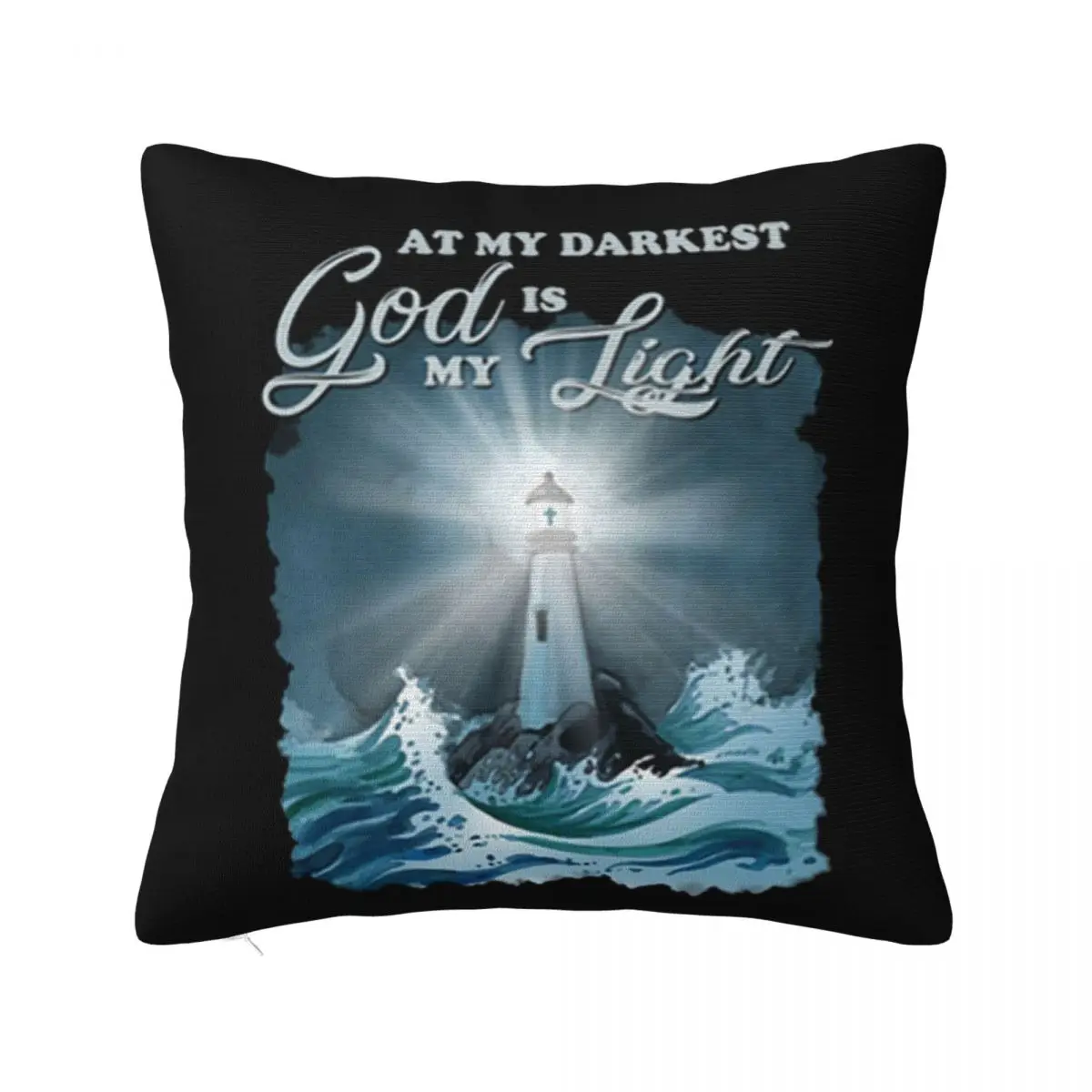 At My Darkest God Is My Lighthouse Jesus Christian Hot Sale Vintage Retro Good Quality Print Pillow Case