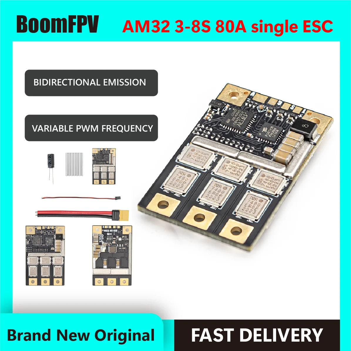 BOOMFPV AM32 HF32 3-8S 80A V4 รุ่นคงที่เดี่ยว ESC สําหรับปีกคงที่และ 13 นิ้ว x-class FPV Drone และ RC รถหรือ Crawler