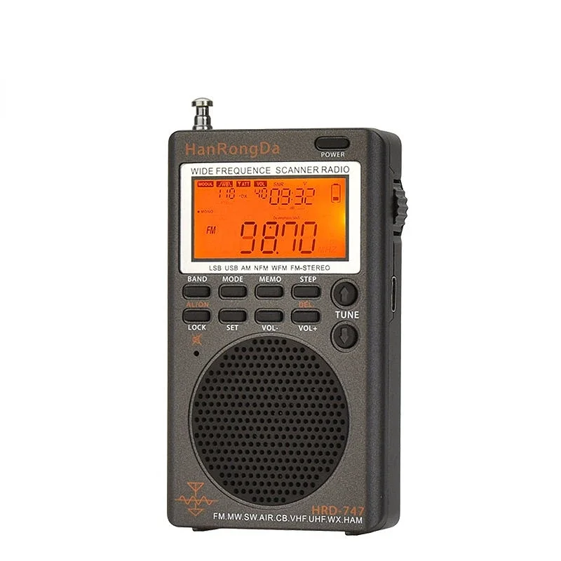 HRD-747 High Quality Portable Full-band FM/MW/SW/AIR/CB Radio Digital Display Vhf/Uhf Channel Receiving Radio