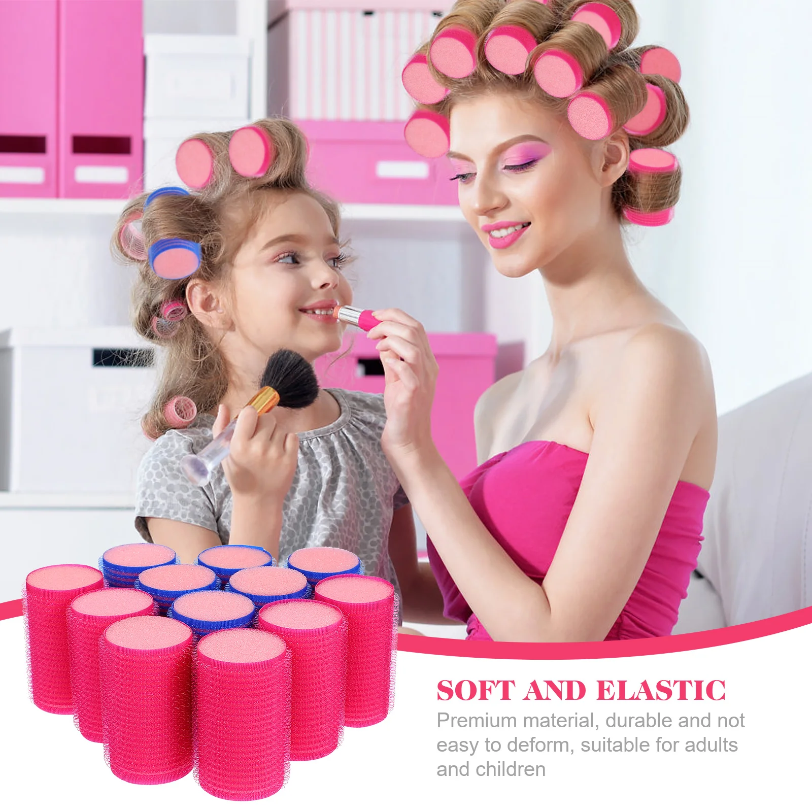 12 Pcs Hair Curler Sponge Rollers Curlers Girl for Short Medium to Sleep In Long