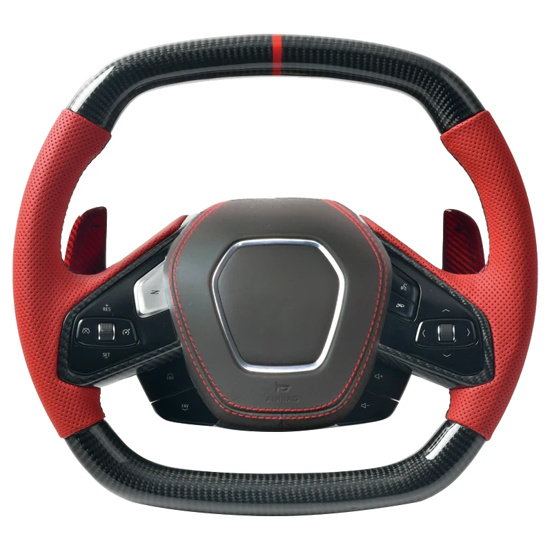 

Customized Malibu Sports Racing Cars Forged Carbon Fiber Led Steering Wheel For Chevrolet Camaro RS Cruze Corvette C5 C6 C7 C8