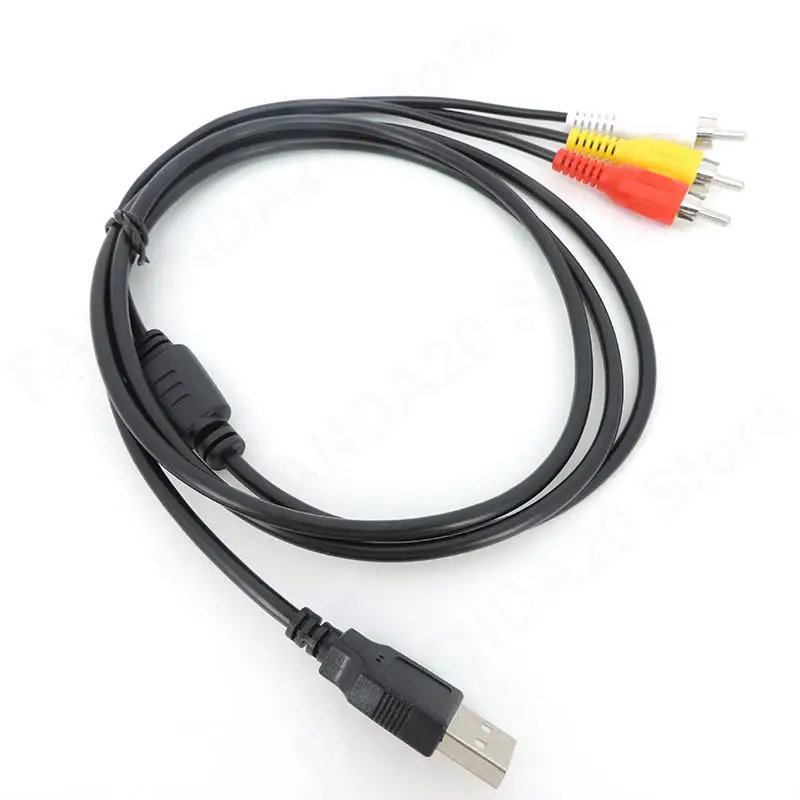 1.5M USB 2.0 To 3RCA Cable USB Male To 3 RCA Male Connector Coverter Stereo Audio Video Cable Television Adapter Wire AV M20