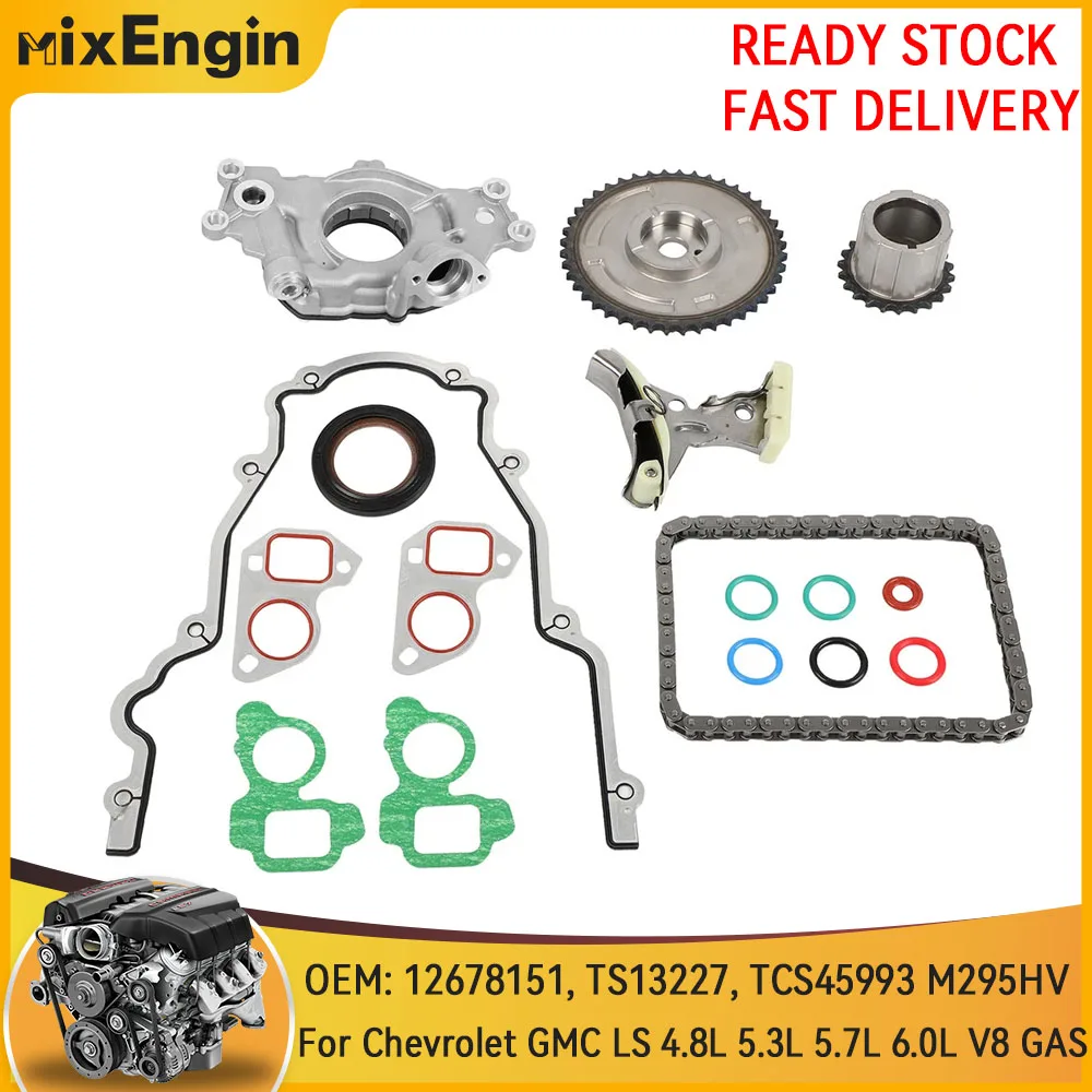 

Engine Timing Chain Kit Cover Gasket Oil Pump Fit 5.3 6.0 6.2 L For Chevrolet GMC Buick Cadillac GM LS 5.3L 6.0L 6.2L V8 GAS