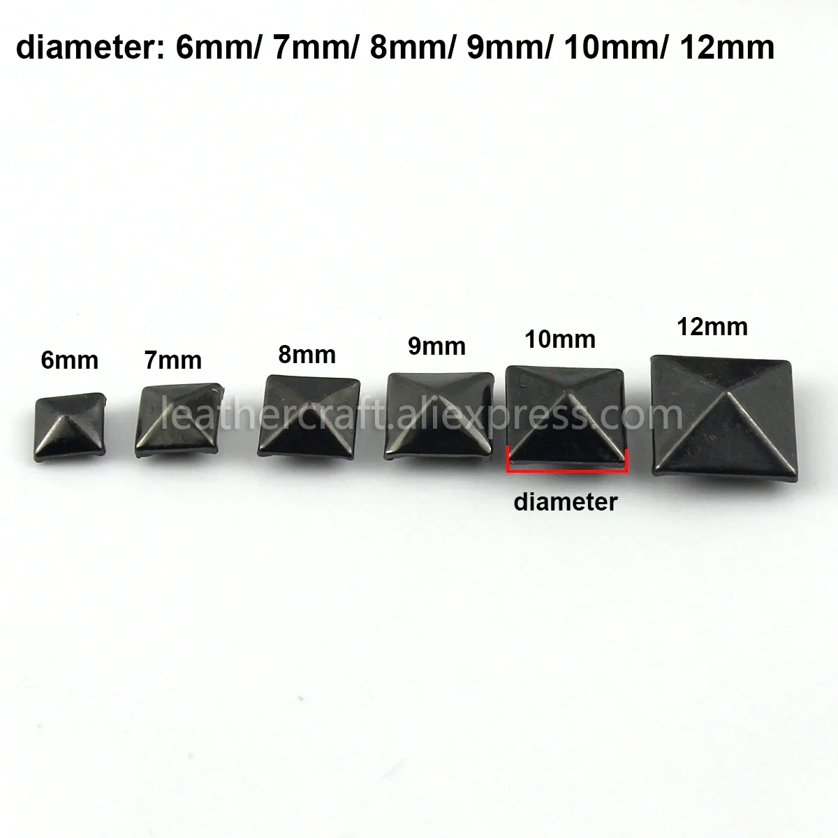 100sets Metal Pyramid Cap Rivets Studs Square Rivet for Leather Craft Bag Belt Clothing Garment Shoes Pet Collar Decor Accessory