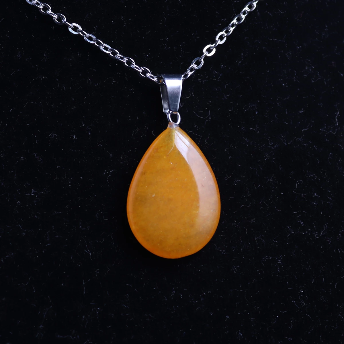 1PCS  Water Drop Natural Stone Pendant Necklace Crystal Aventurine Stainless Steel Chain Charm Healing Jewelry